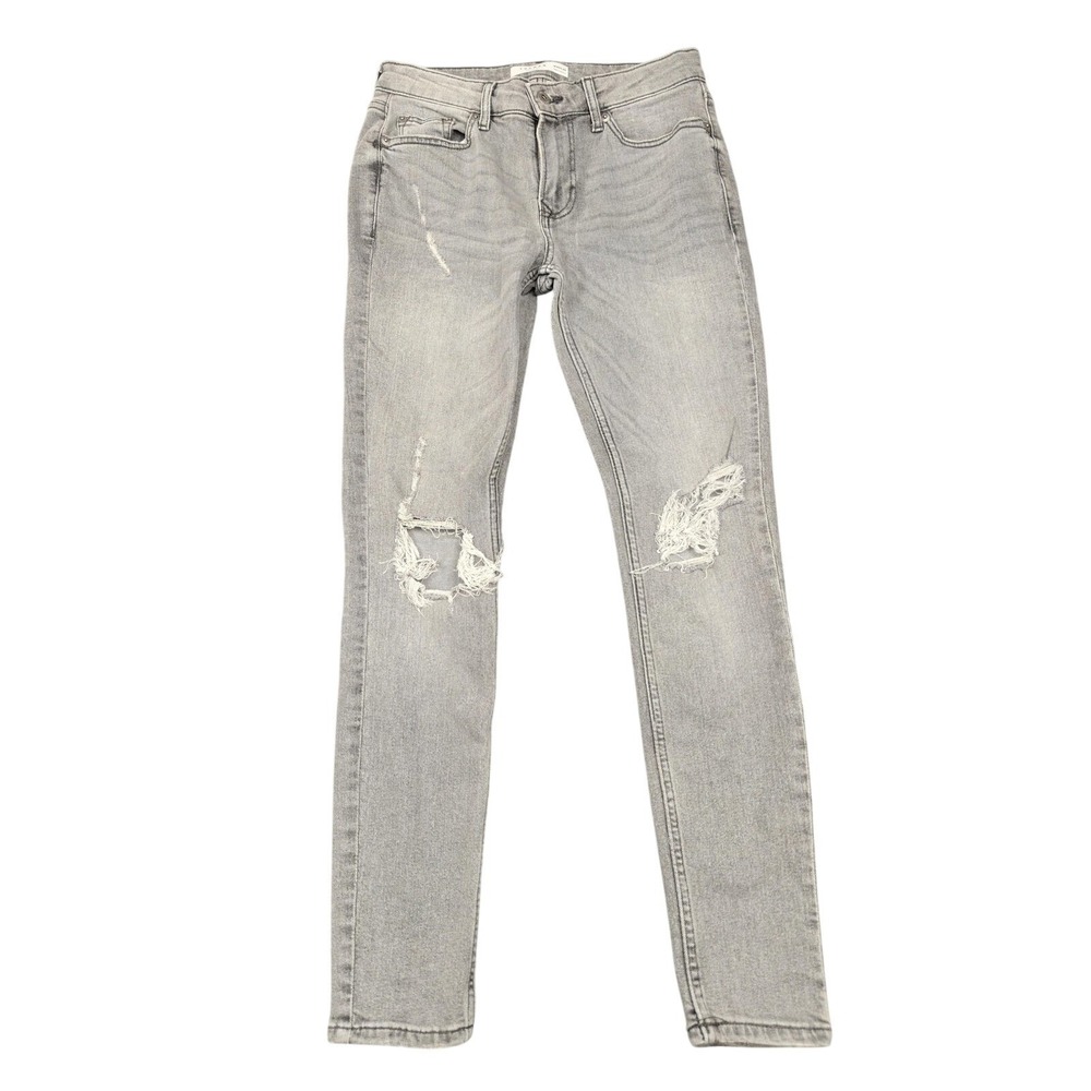 Topman Jeans Mens 30x30 Gray Light Wash Spray On Skinny Distressed Denim Pants